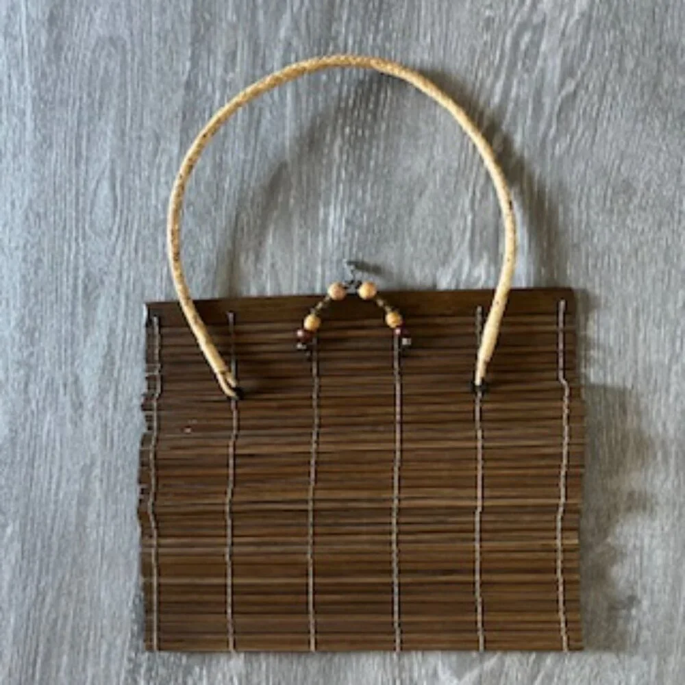 🧡3/15 Natural Bamboo Handbag with Strap
